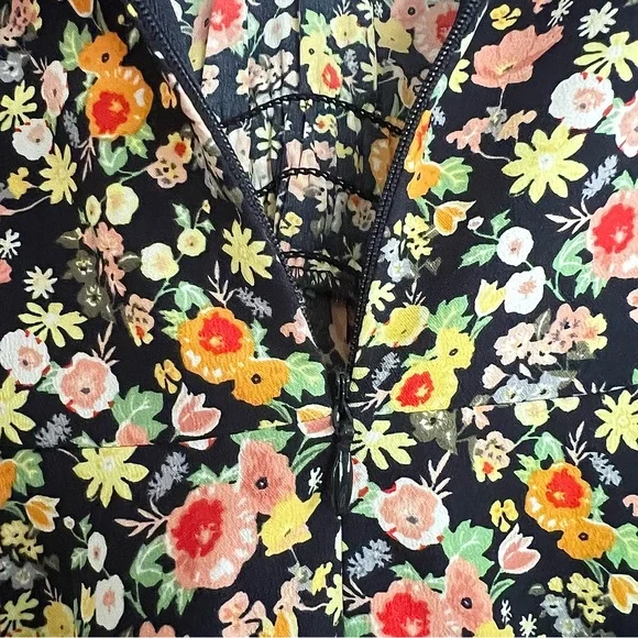 NEW LOFT Outlet Midi Floral Dress 4P Petite Wedding Guest Puff Sleeve V-neck‎ - Picture 7 of 11